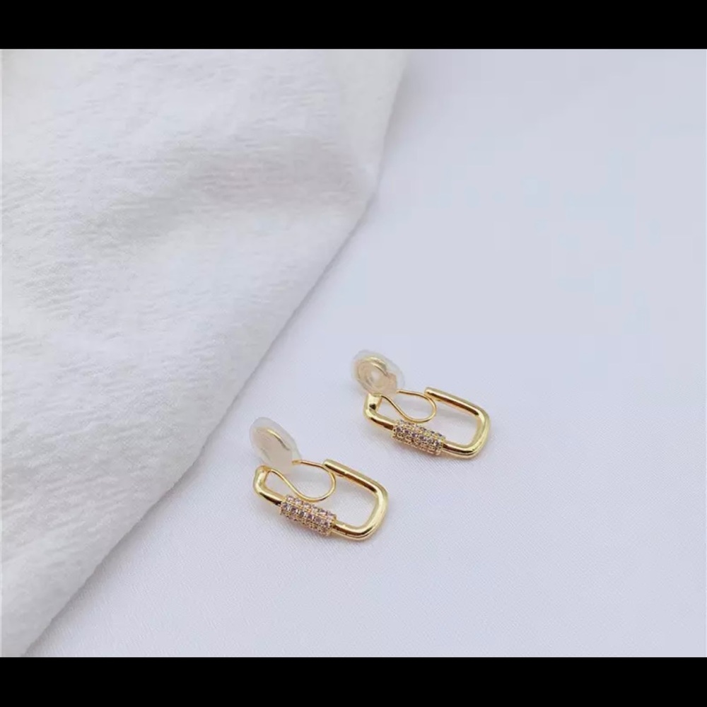 Gold lock pin clip mosquito coil clip on earrings